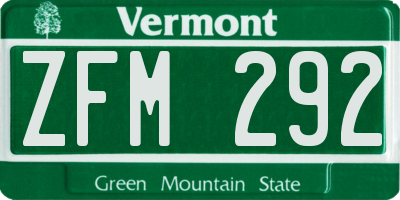 VT license plate ZFM292