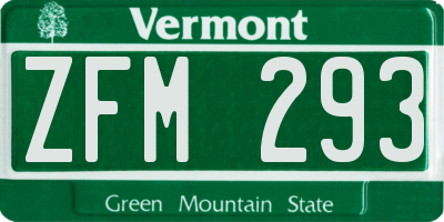 VT license plate ZFM293
