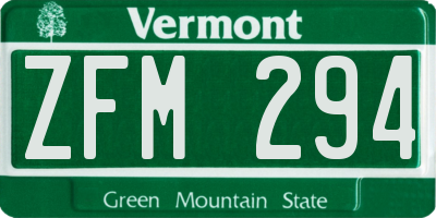 VT license plate ZFM294
