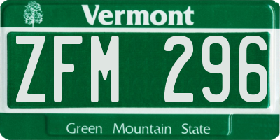 VT license plate ZFM296