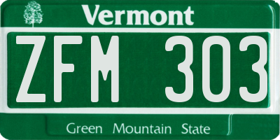 VT license plate ZFM303