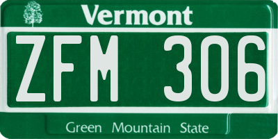 VT license plate ZFM306