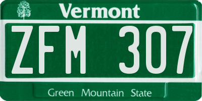 VT license plate ZFM307