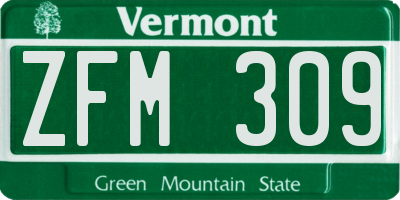 VT license plate ZFM309