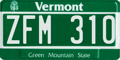 VT license plate ZFM310