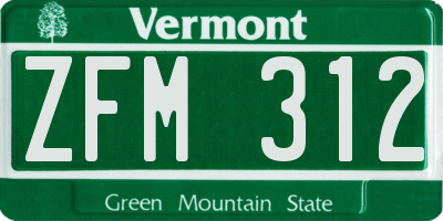 VT license plate ZFM312