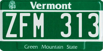 VT license plate ZFM313