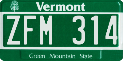 VT license plate ZFM314