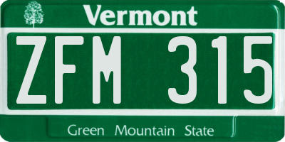 VT license plate ZFM315