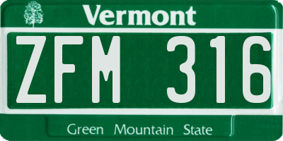 VT license plate ZFM316