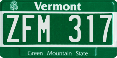 VT license plate ZFM317