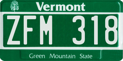 VT license plate ZFM318
