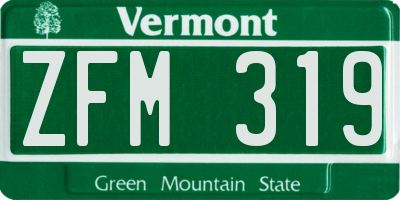 VT license plate ZFM319