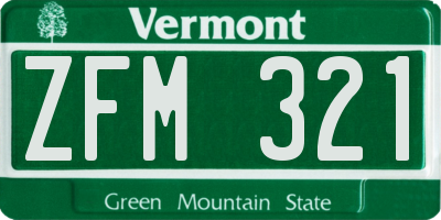 VT license plate ZFM321
