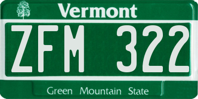 VT license plate ZFM322