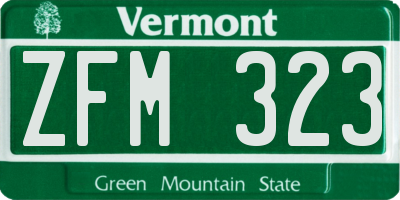 VT license plate ZFM323