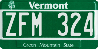VT license plate ZFM324
