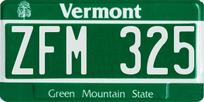 VT license plate ZFM325