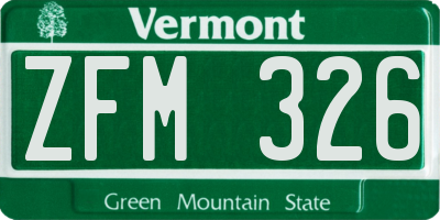 VT license plate ZFM326