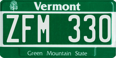 VT license plate ZFM330
