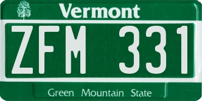 VT license plate ZFM331