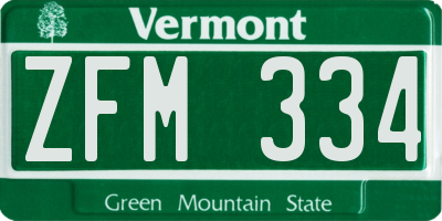 VT license plate ZFM334