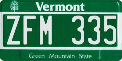 VT license plate ZFM335