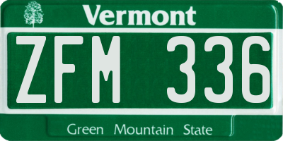 VT license plate ZFM336