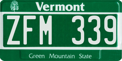 VT license plate ZFM339