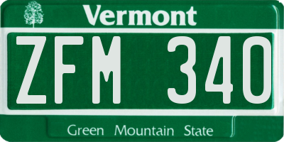 VT license plate ZFM340