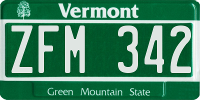 VT license plate ZFM342