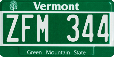 VT license plate ZFM344