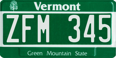VT license plate ZFM345