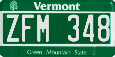 VT license plate ZFM348