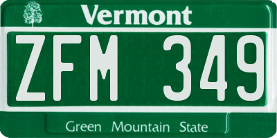 VT license plate ZFM349