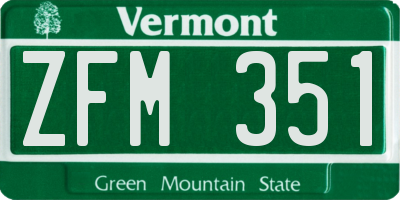 VT license plate ZFM351