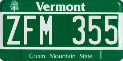 VT license plate ZFM355