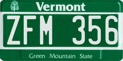 VT license plate ZFM356