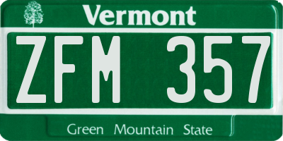 VT license plate ZFM357