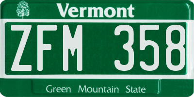 VT license plate ZFM358