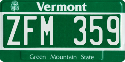 VT license plate ZFM359