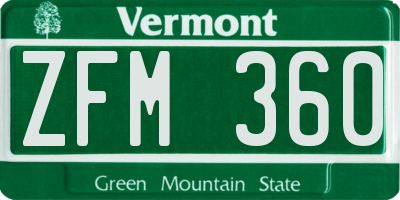 VT license plate ZFM360