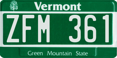 VT license plate ZFM361