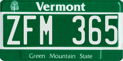 VT license plate ZFM365