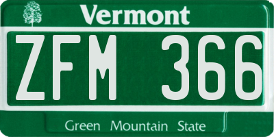 VT license plate ZFM366
