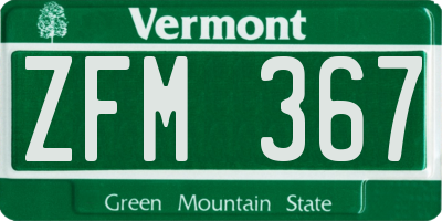 VT license plate ZFM367