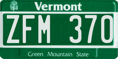 VT license plate ZFM370