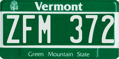 VT license plate ZFM372