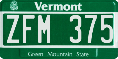 VT license plate ZFM375