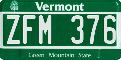 VT license plate ZFM376